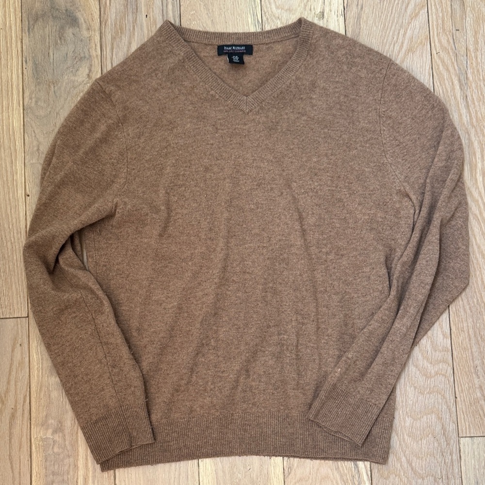 Isaac Mizrahi Men's Brown V-Neck Sweater